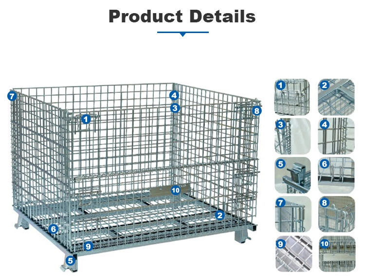 High Quality Warehouse Roll Mesh Small Steel Cage Galvanized Folding Metal Wire Mesh Storage Containers