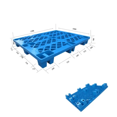 Palette en plastique à dessus plat renforcée par acier standard simple face réutilisable